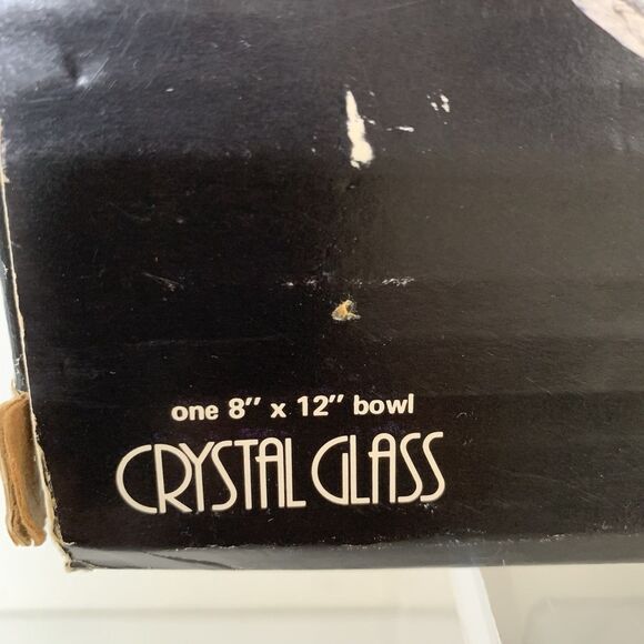 Indiana Glass Crystal Footed Fruit Bowl 8"x12" Oval Scalloped Original Box - Picture 6 of 7